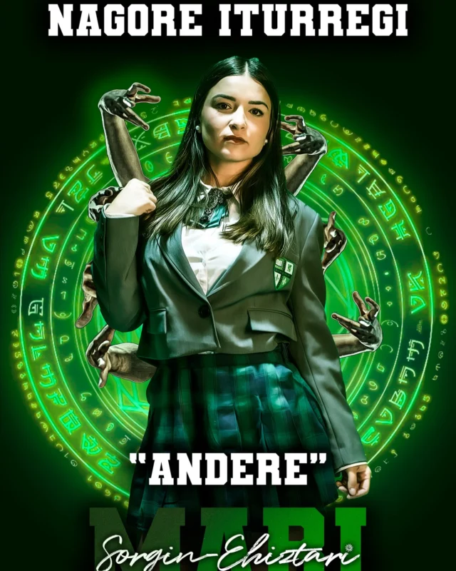 Nagore Iturregi da Andere, ikastetxeko pija. 👑💅 Beti perfektu, beti gainetik, edo hala uste du behintzat. Andere da pasiloan desfile batean bezala ibiltzen den neska, atzetik bere talde txikiarekin, prest edozein iraintzeko komentario zorrotzak botatzen 🎯 Gustuko du arreta guztia berarengan izatea, joerak markatzea eta beste guztiak inoiz bere mailara iritsiko ez direla sentiaraztea.

Baina ez dute denek bere jokoa irensten. Marik jada ondo baino hobeto ezagutzen du. Nahiz eta etengabe topo egin behar izan, ez du bere irribarre faltsurik sinesten. Oso ondo daki konplimendu bakoitzaren atzean beti gezur edo irain bat dagoela.🐍

Andere patioaren erregina izaten jarraituko du, ala norbaitek tronutik jeistea lortuko du? Norbaitek erakutsiko al dio mundua ez dela berari biraka? 🌍🤔
.
Nagore Iturregi es Andere, la pija del cole👑💅 Siempre perfecta, siempre por encima, o al menos eso cree ella. Andere es la típica que camina como si todo el pasillo fuera una pasarela, con su grupito detrás, lista para soltar el comentario que humille a cualquiera que se le cruce🎯 Le encanta ser el centro de atención, marcar tendencia y hacer sentir a los demás que nunca estarán a su nivel.

Pero no todos caen en su juego. Mari ya la tiene más que calada. Aunque no puede evitar cruzarse con ella cada dos por tres, no se traga ni una de sus falsas sonrisas. Sabe perfectamente que detrás de cada cumplido viene un dardo envenenado 🐍

¿Seguirá Andere liderando el patio como hasta ahora o alguien conseguirá bajarla del trono? ¿Habrá algo o alguien capaz de hacerle ver que no todo gira a su alrededor? 🌍🤔
.
#Mari #Marisorginehiztari #makusi #etb #nagoreiturregi #mitologia #sorginak #euskalmitologia #euskara